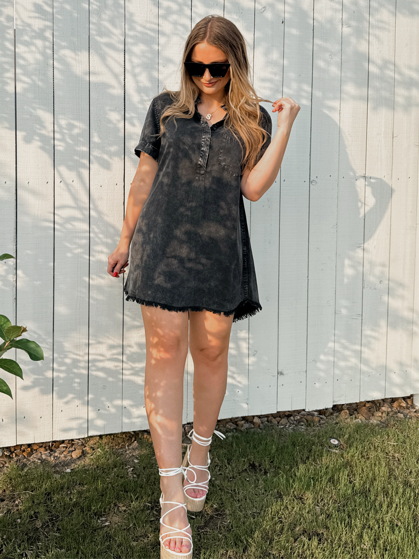 Pinky Promise Denim Dress - Ash Black - The Pretty Peach