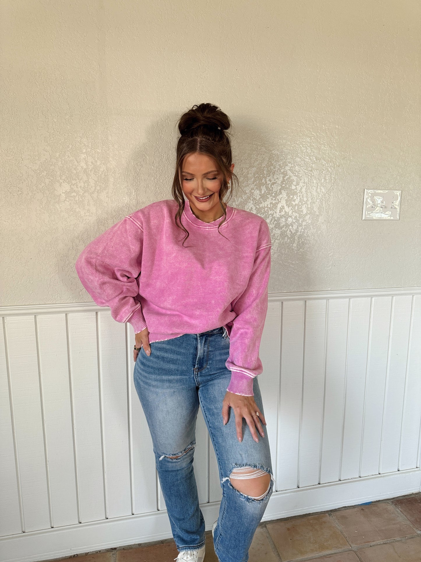 Carlie Acid Washed Oversized Fleece Pullover - Multiple Colors