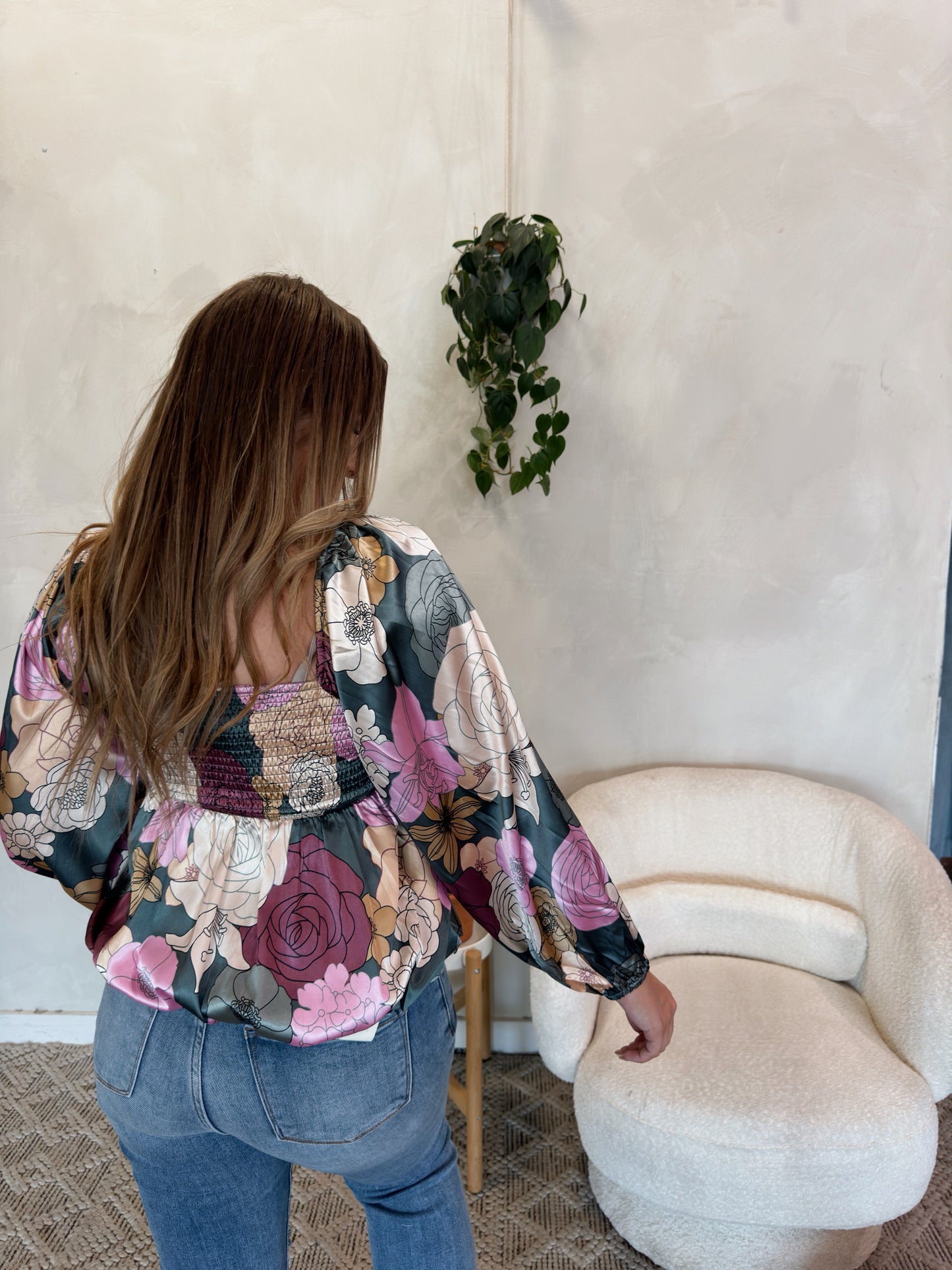 Jaci Floral Bubble Top - Teal - The Pretty Peach
