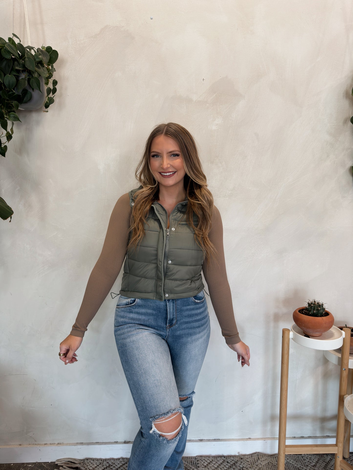 Olive Puffer Vest - Olive