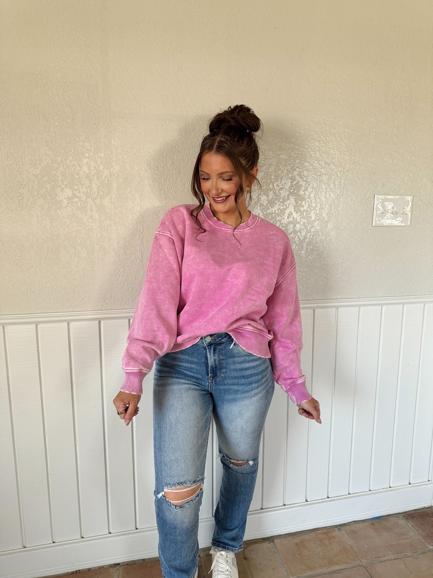 Carlie Acid Washed Oversized Fleece Pullover - Multiple Colors