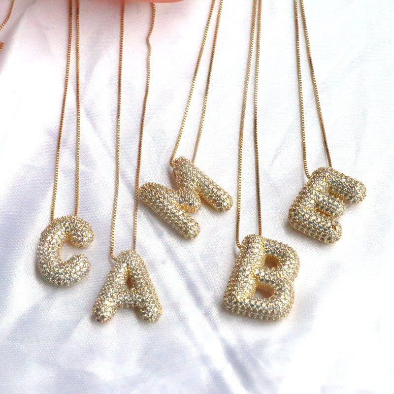 Bubble Letter Initial Necklace - Gold - The Pretty Peach