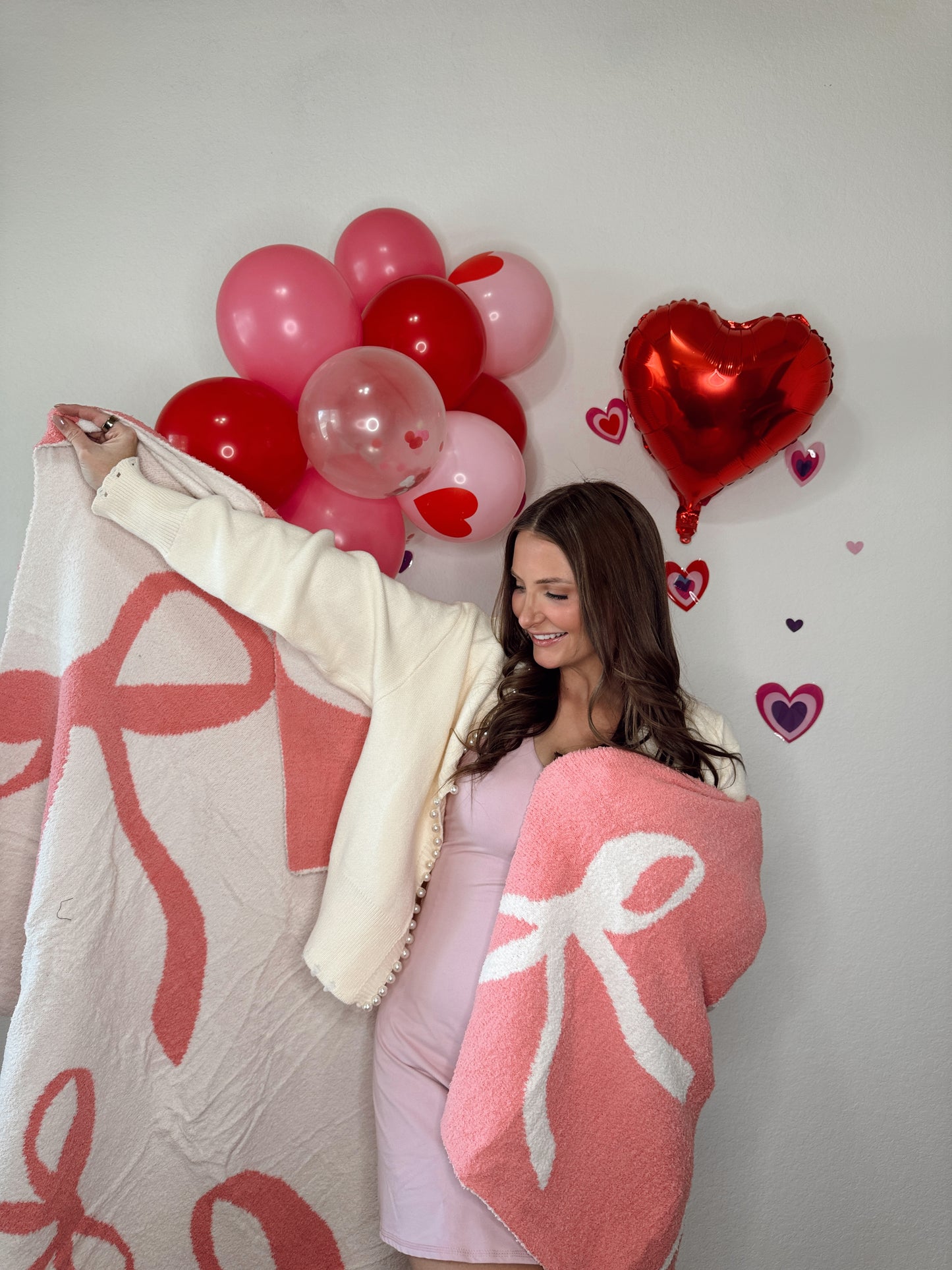 Coquette Bow Blanket - Pink - The Pretty Peach
