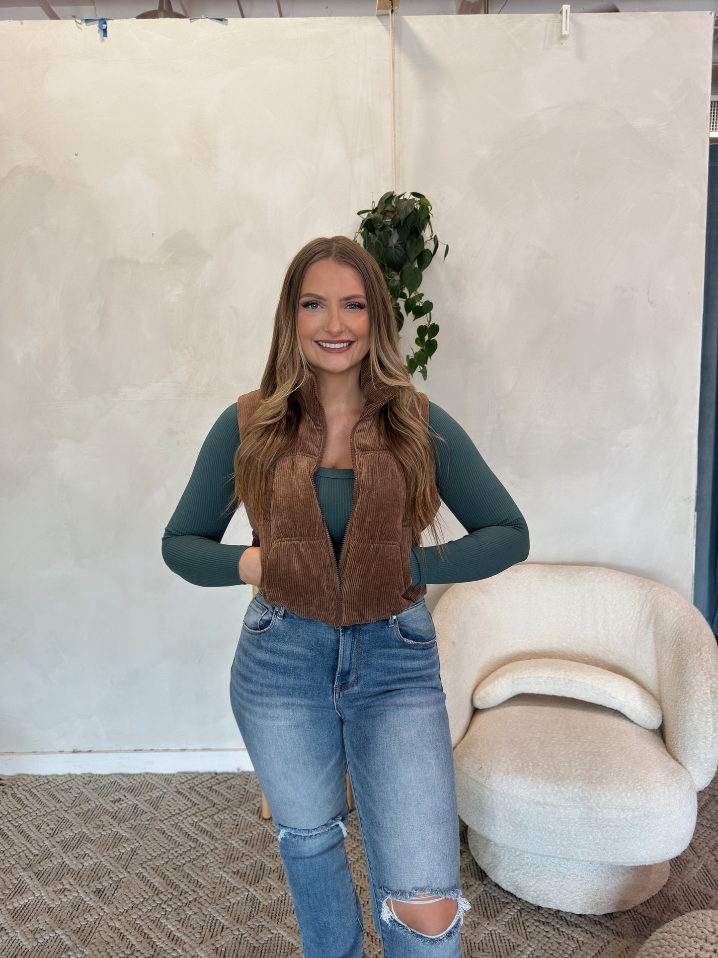 Whitney Corduroy Puffer Vest - Multiple Colors - The Pretty Peach