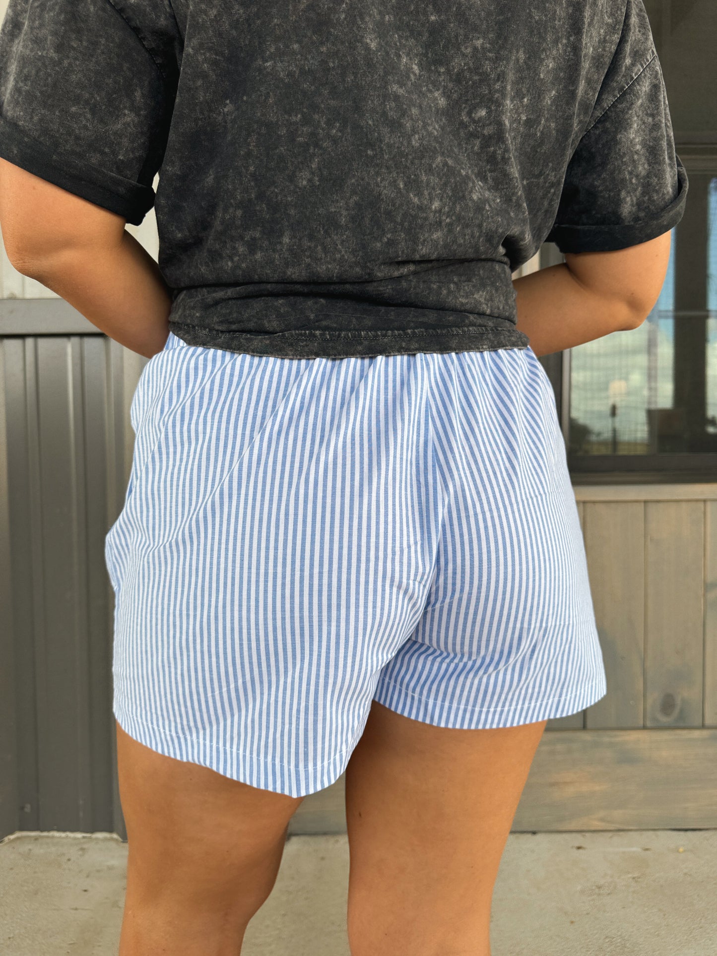 Striped Boxer Shorts - Blue - The Pretty Peach