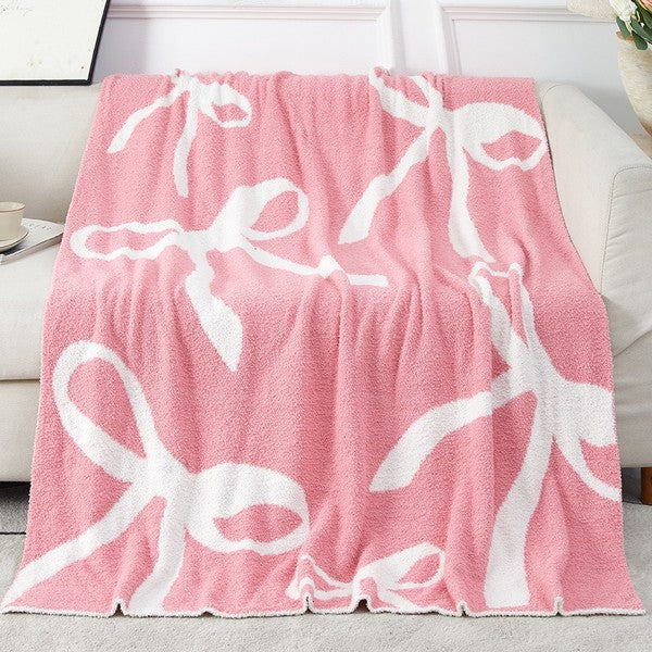 Coquette Bow Blanket - Pink - The Pretty Peach