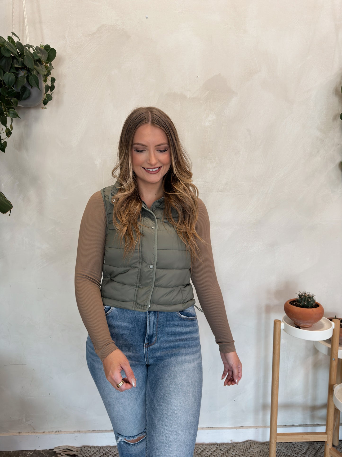 Olive Puffer Vest - Olive