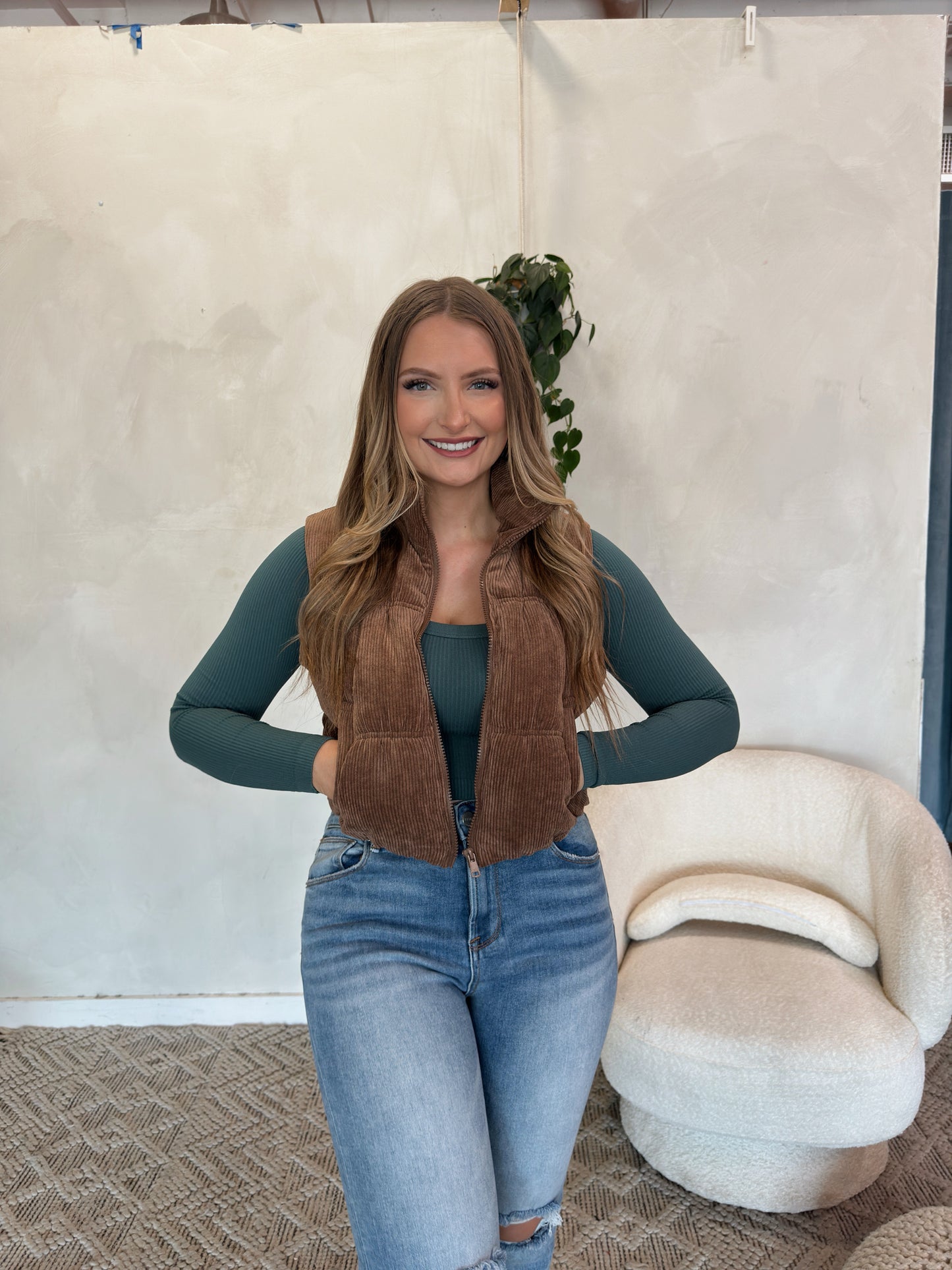 Whitney Corduroy Puffer Vest - Multiple Colors - The Pretty Peach