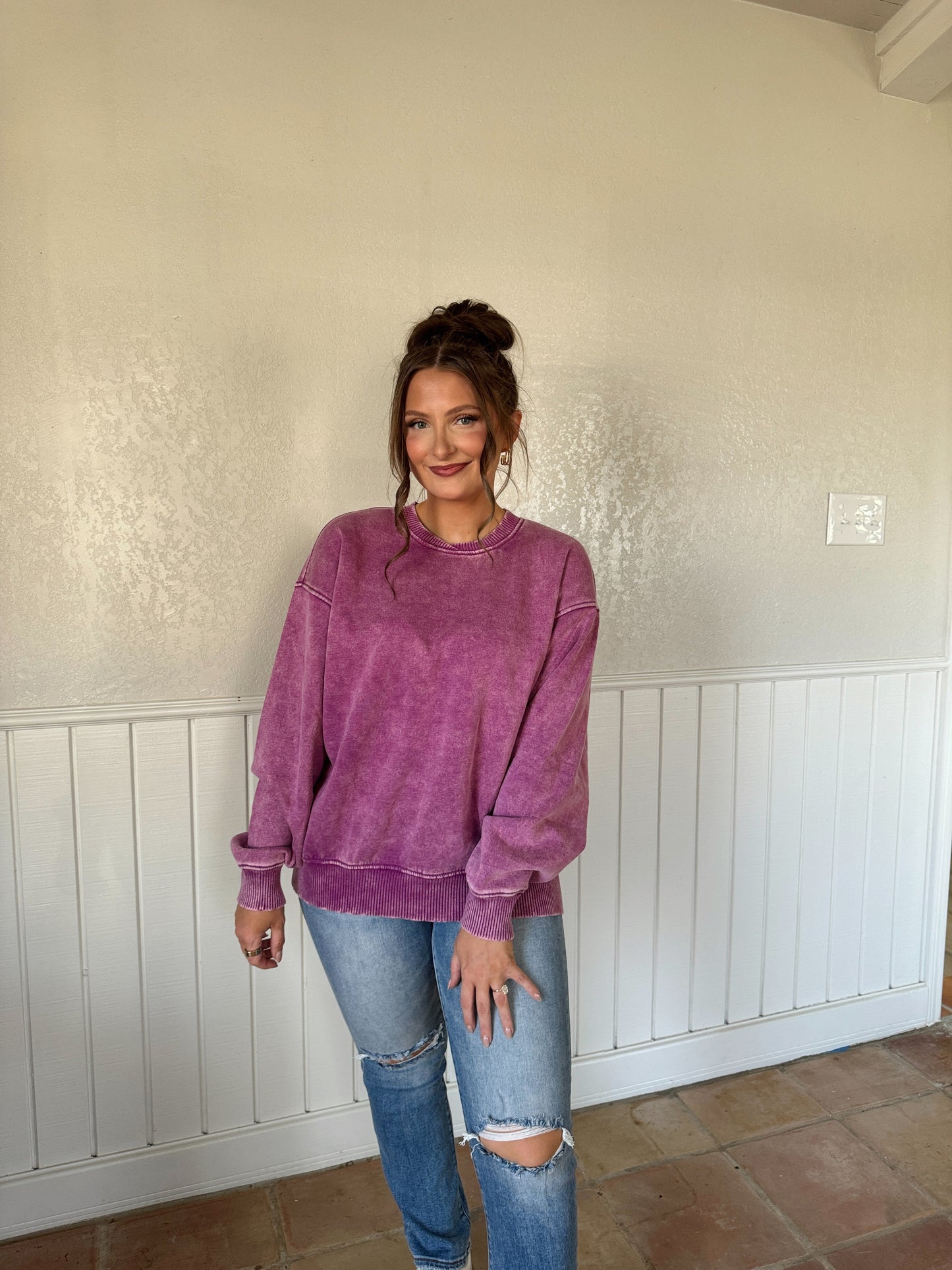 Carlie Acid Washed Oversized Fleece Pullover - Multiple Colors