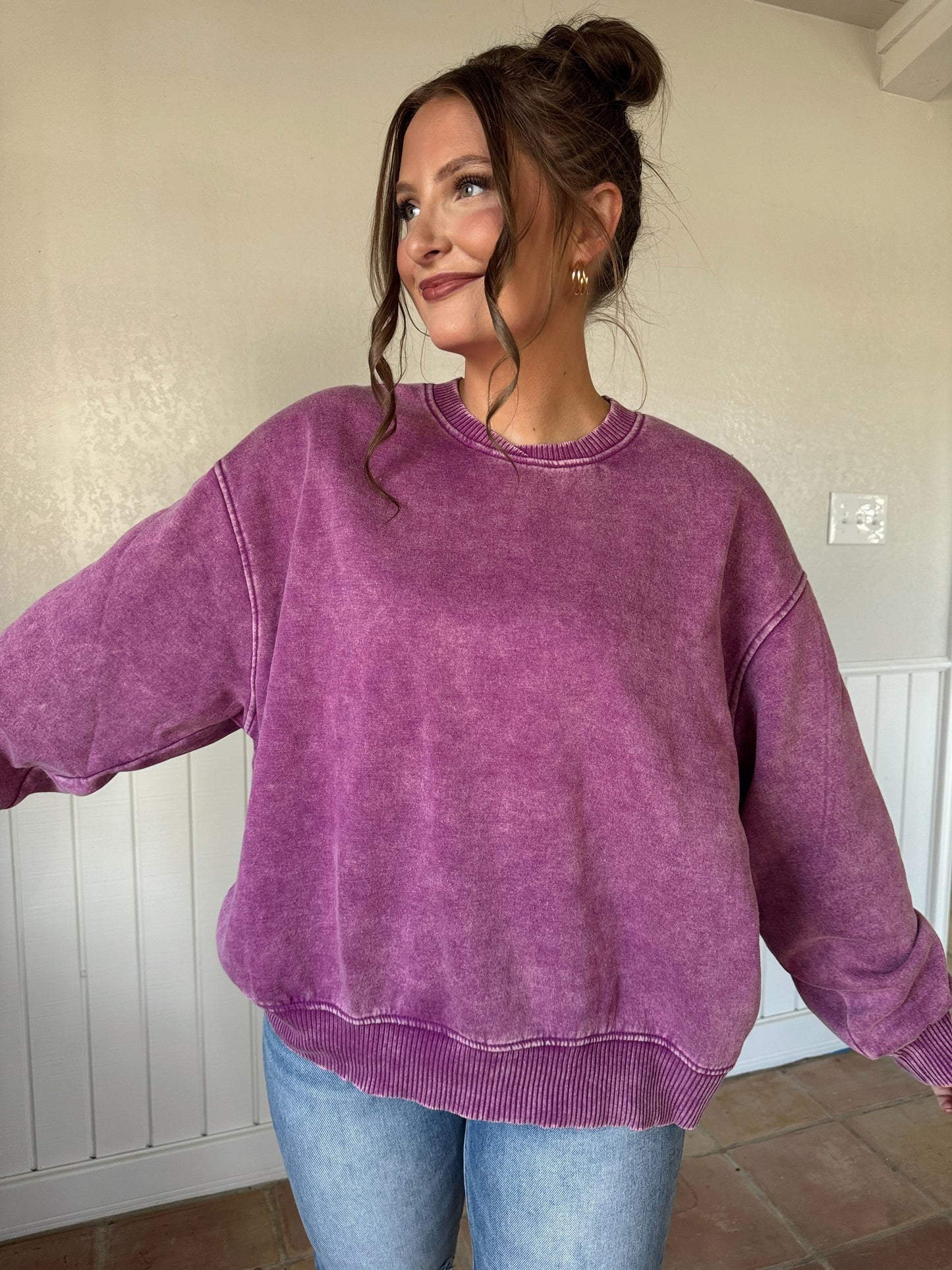 Carlie Acid Washed Oversized Fleece Pullover - Multiple Colors