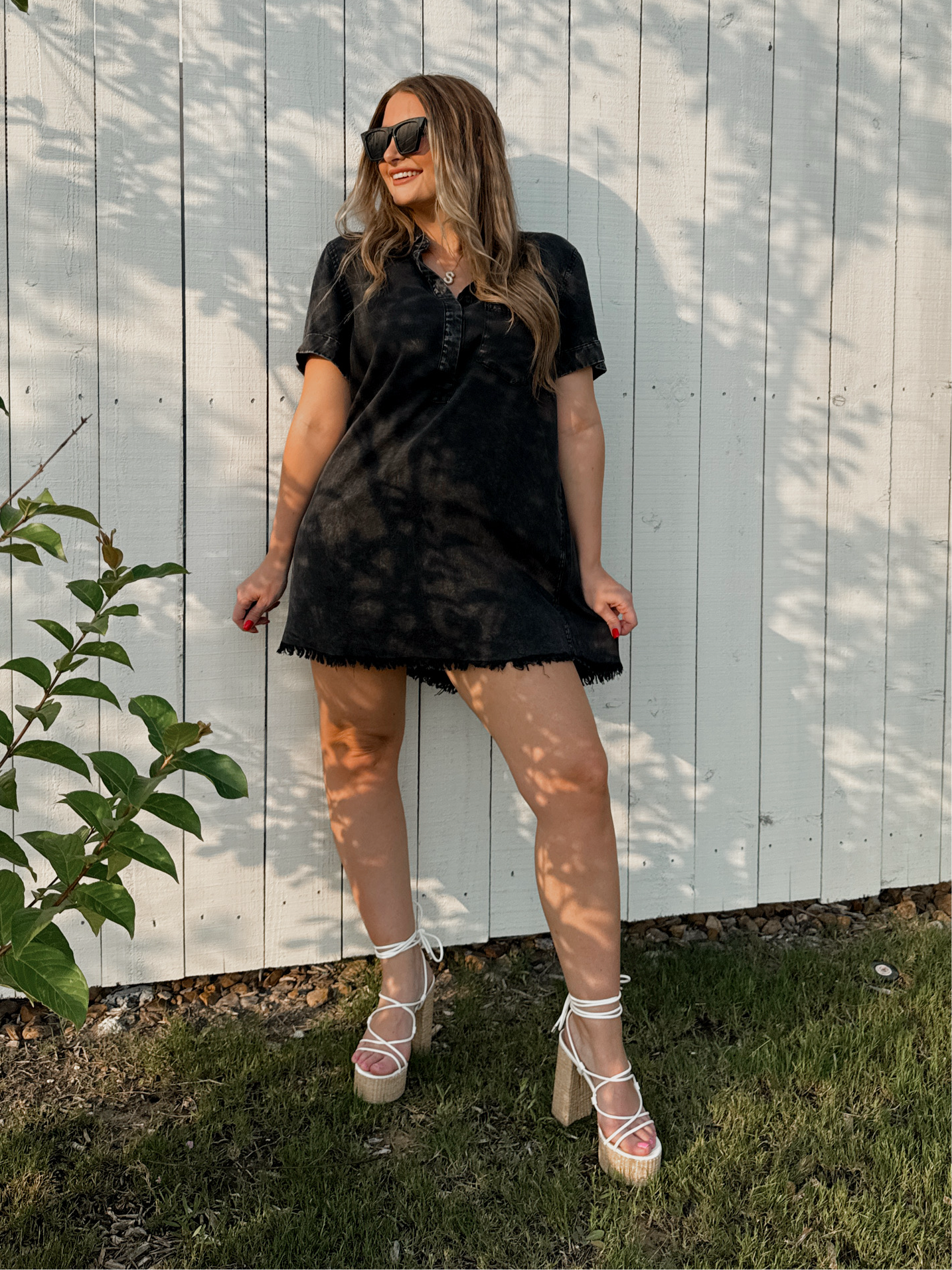 Pinky Promise Denim Dress - Ash Black - The Pretty Peach