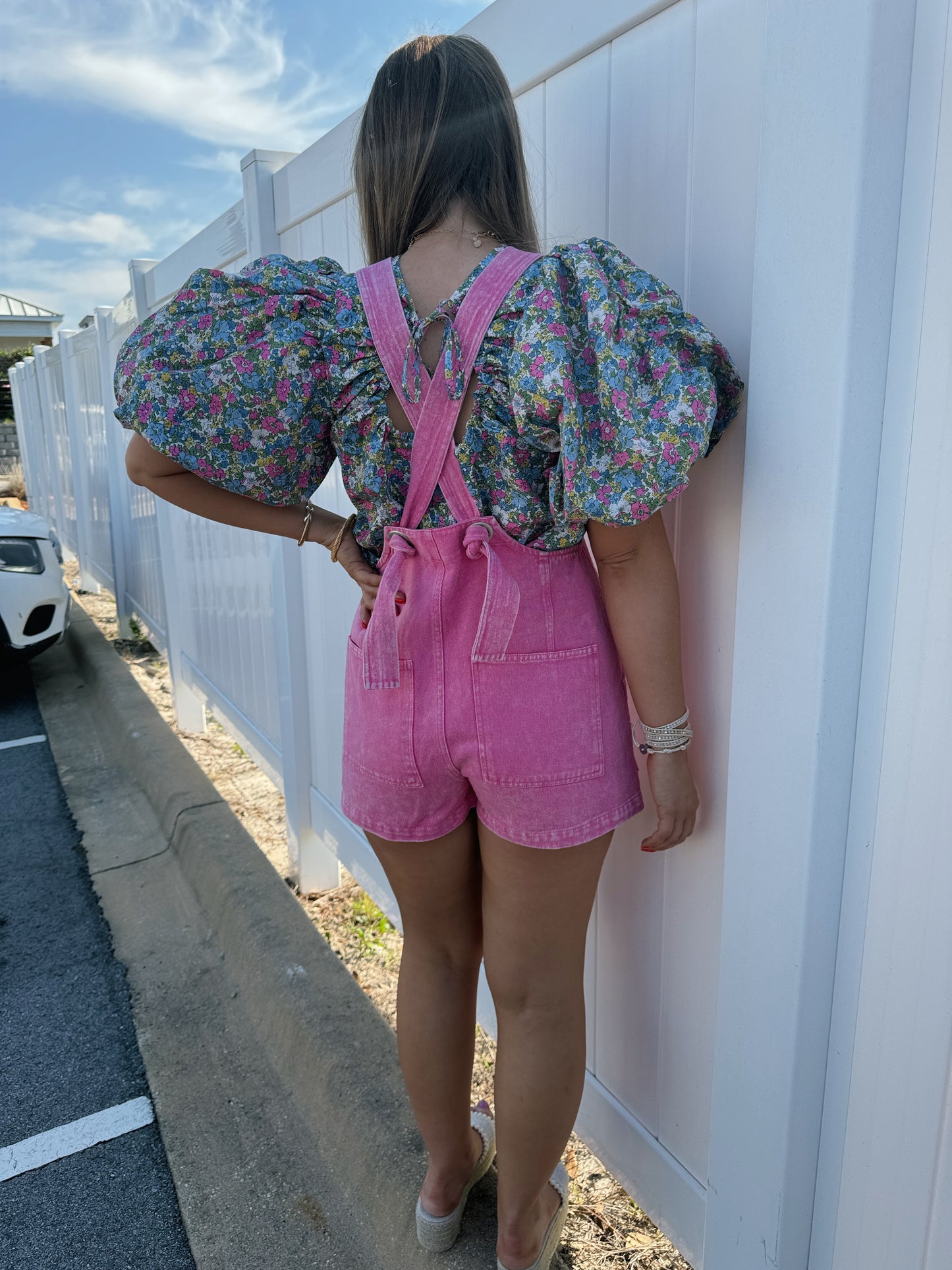 Dani Overall Romper - Pink - The Pretty Peach