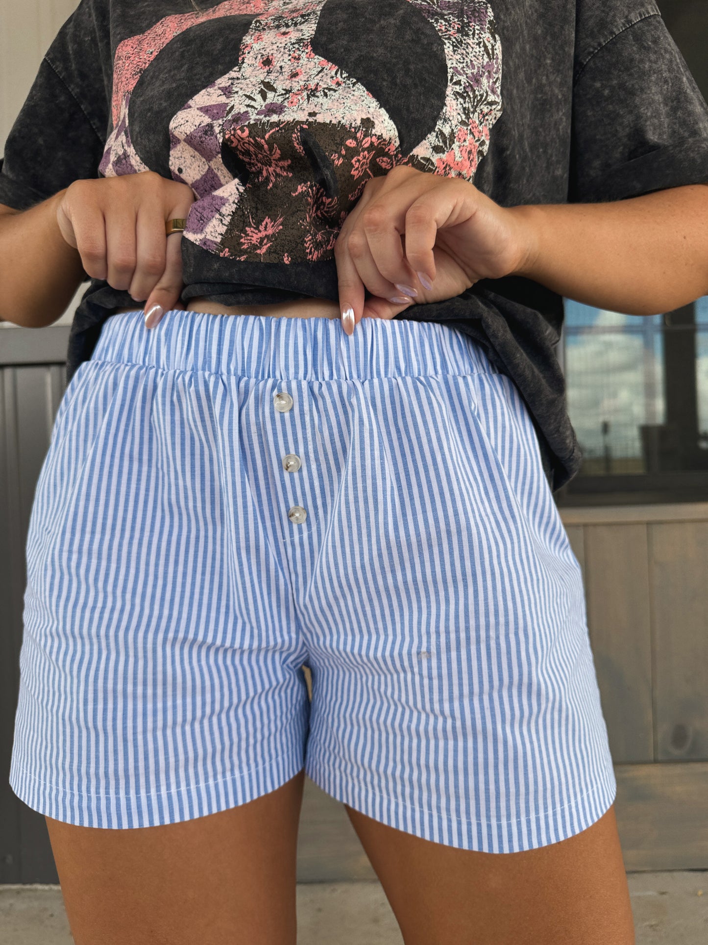 Striped Boxer Shorts - Blue - The Pretty Peach
