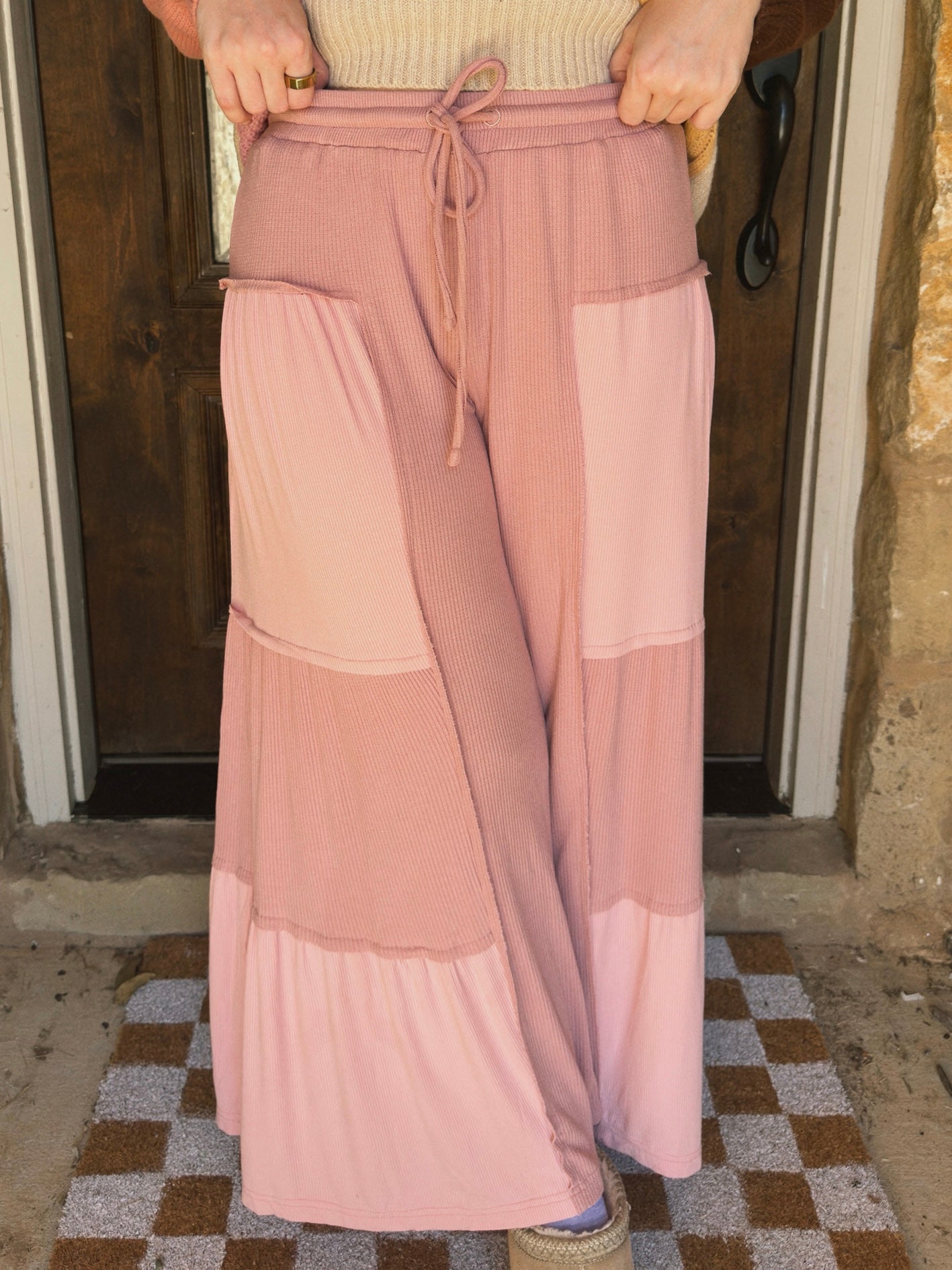 Pinky Patchwork Pants - Mauve - The Pretty Peach