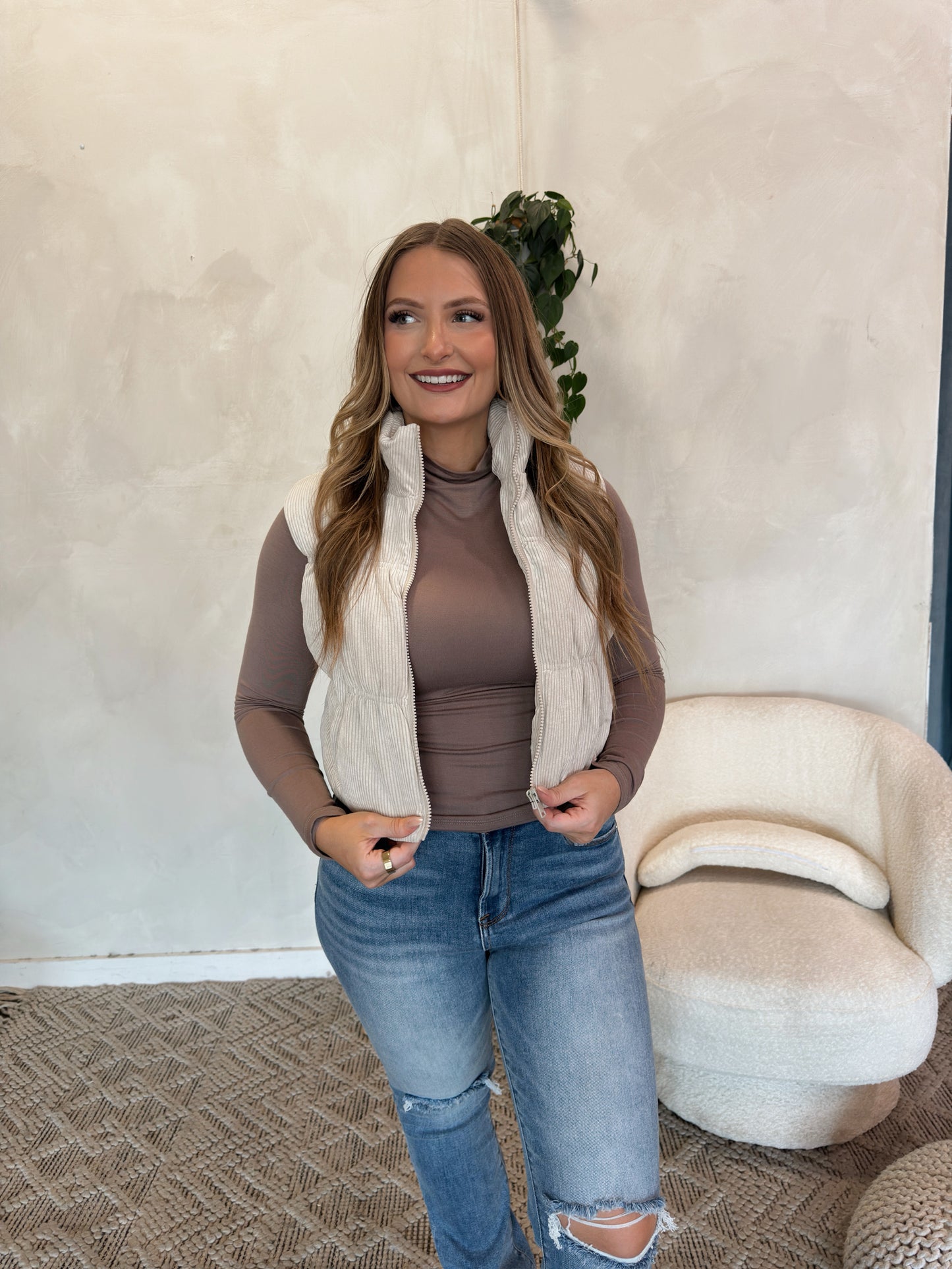 Whitney Corduroy Puffer Vest - Multiple Colors - The Pretty Peach