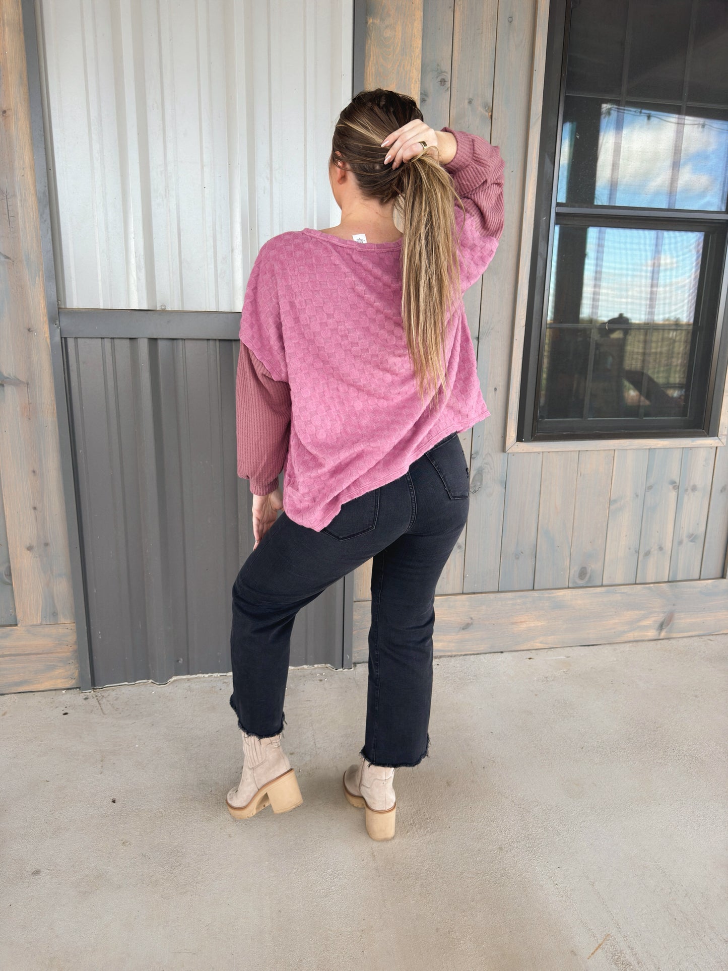 Ashtin Checkered Waffle Combo Top - Multiple Colors - The Pretty Peach