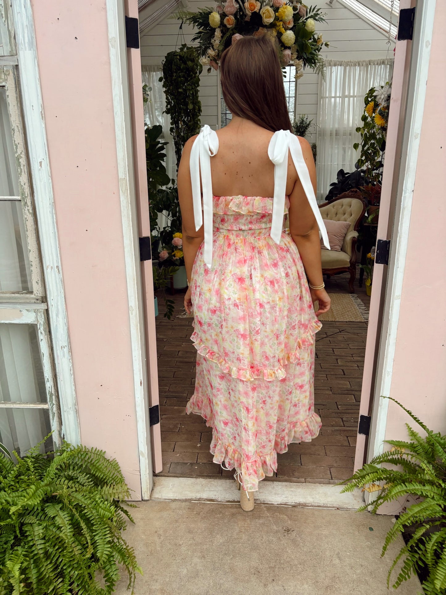 Tulip Midi Dress - Pink Floral
