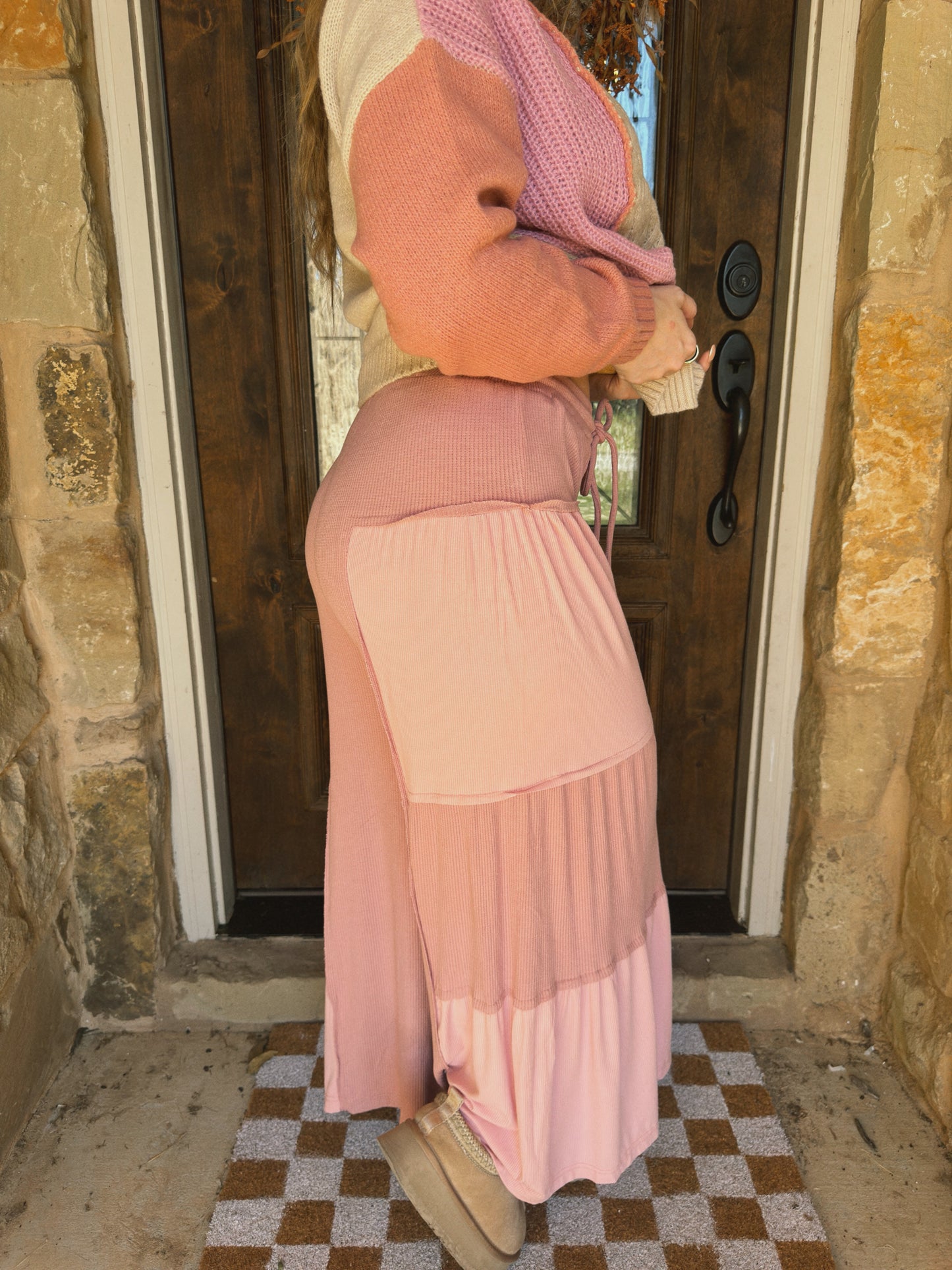 Pinky Patchwork Pants - Mauve - The Pretty Peach