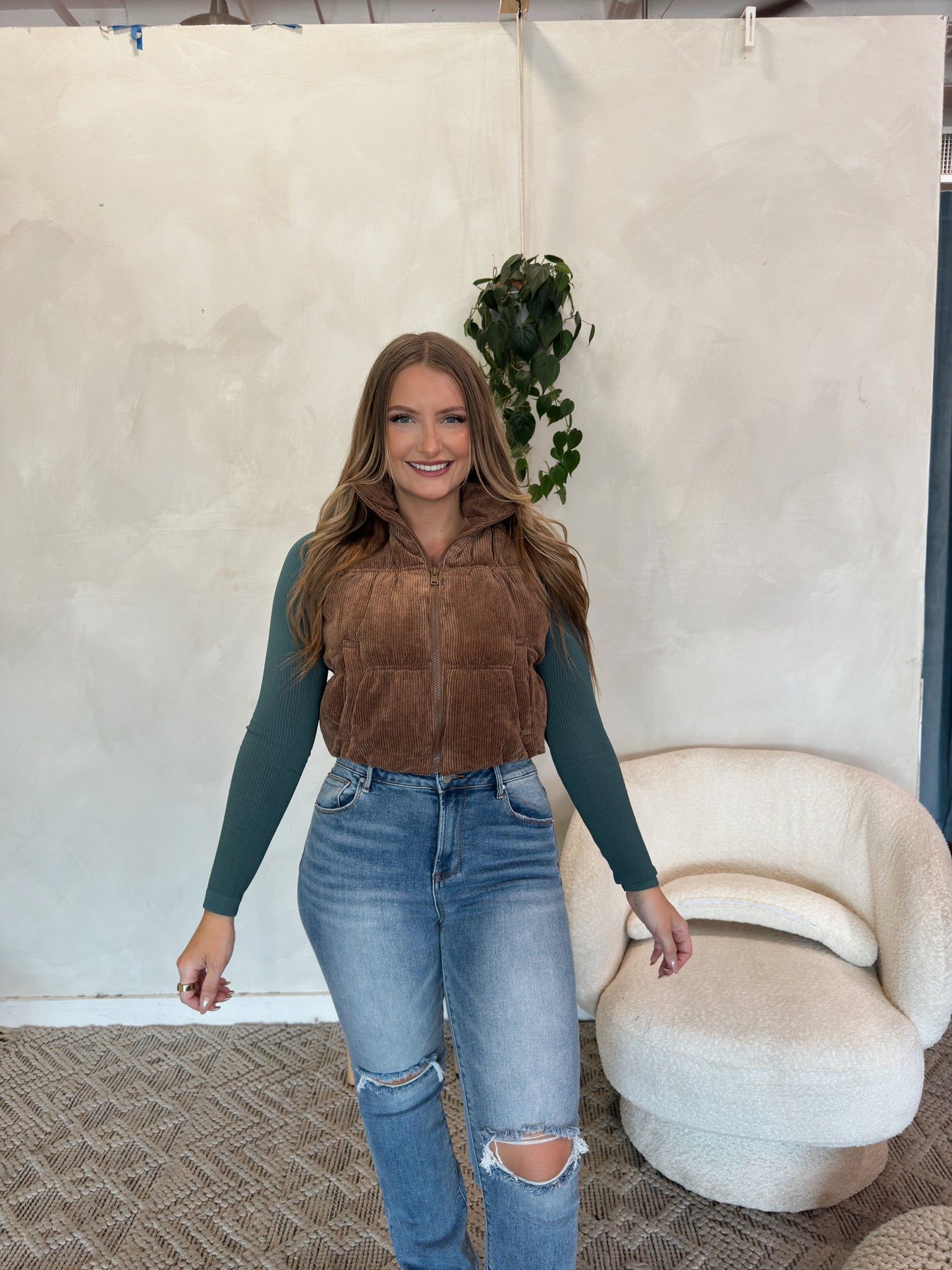 Whitney Corduroy Puffer Vest - Multiple Colors - The Pretty Peach