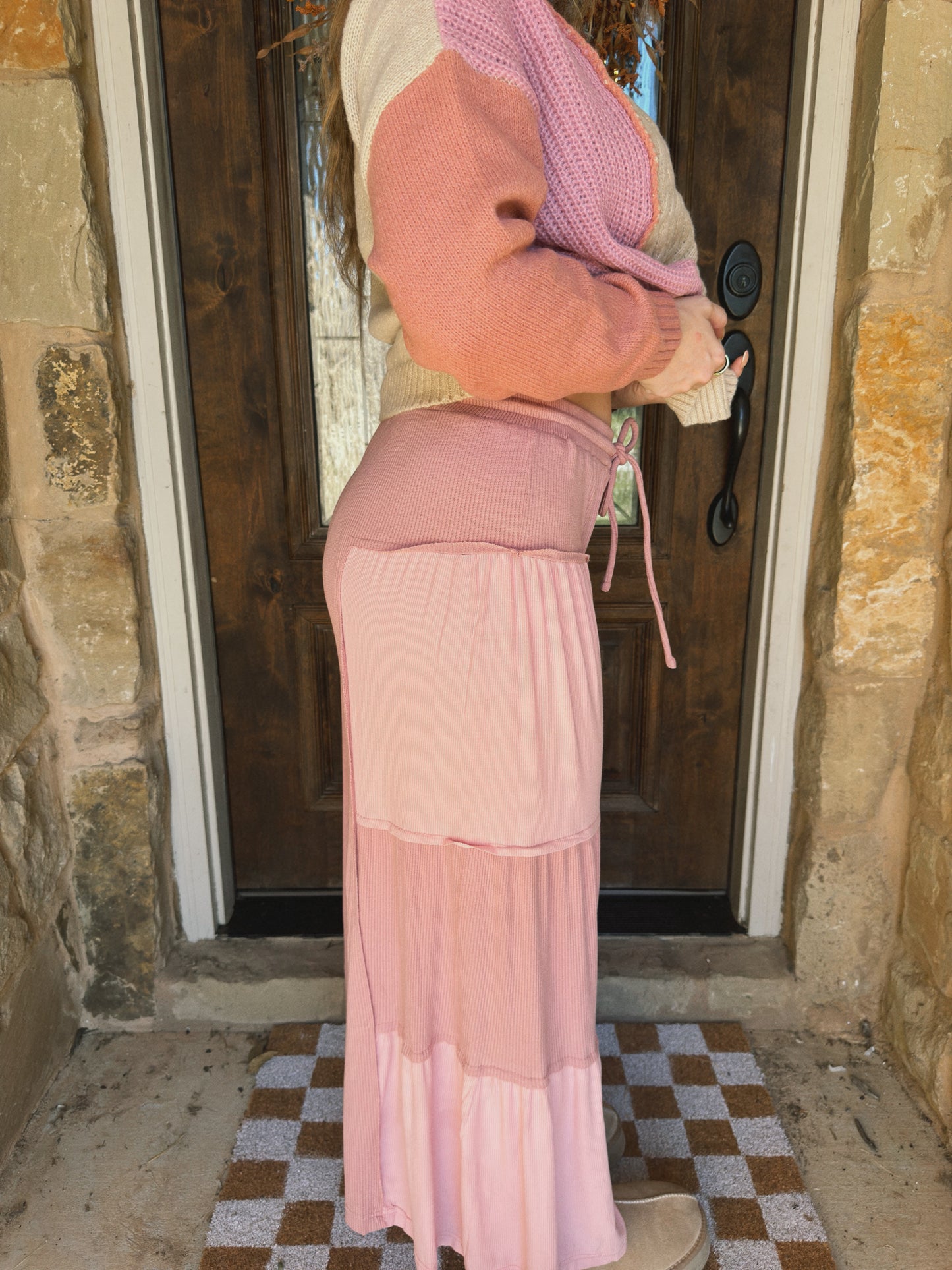Pinky Patchwork Pants - Mauve - The Pretty Peach