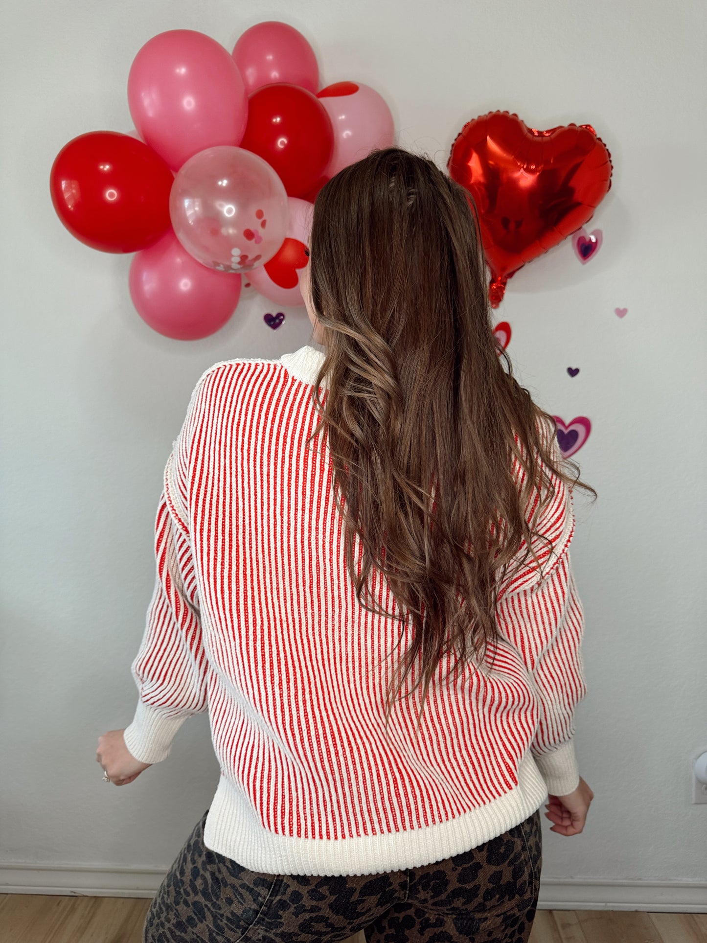 Darie Striped Sweater - Ruby - The Pretty Peach