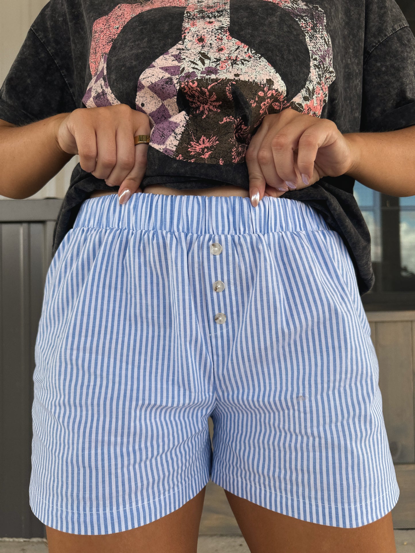 Striped Boxer Shorts - Blue - The Pretty Peach