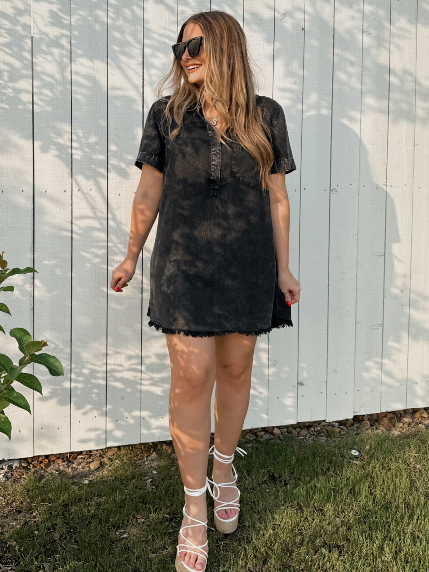 Pinky Promise Denim Dress - Ash Black - The Pretty Peach
