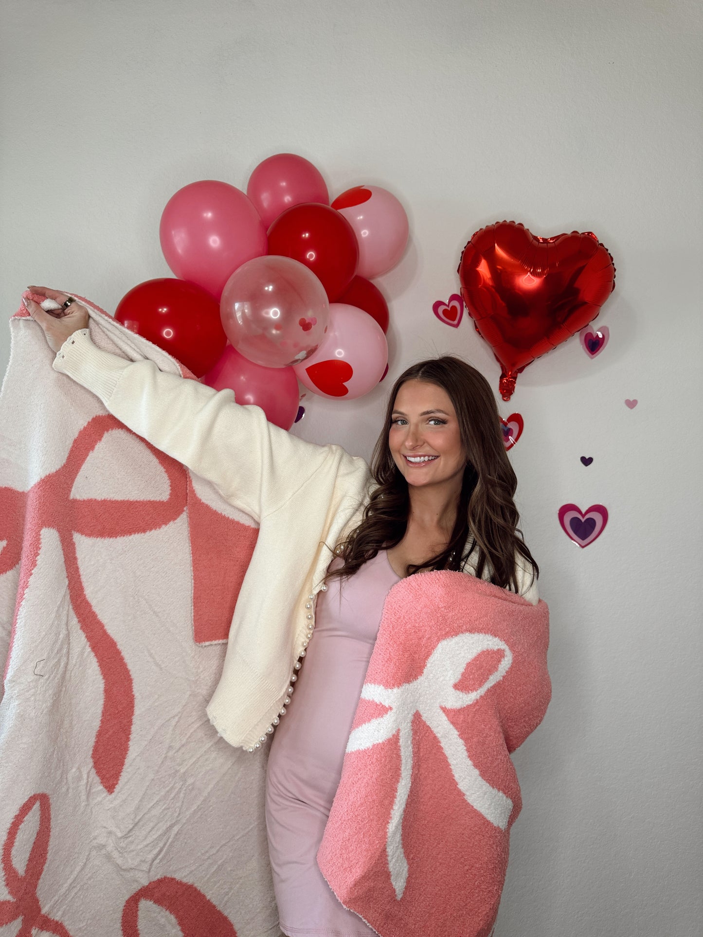 Coquette Bow Blanket - Pink - The Pretty Peach