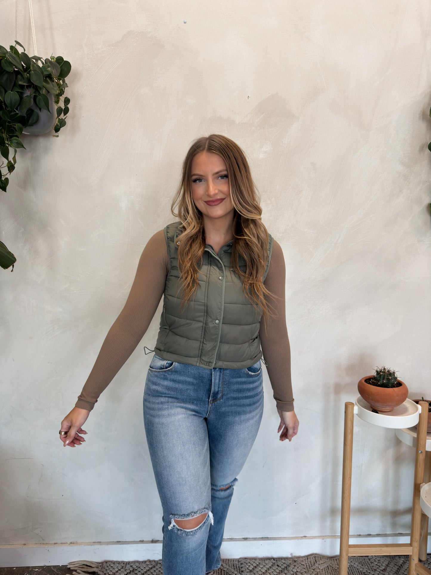 Olive Puffer Vest - Olive