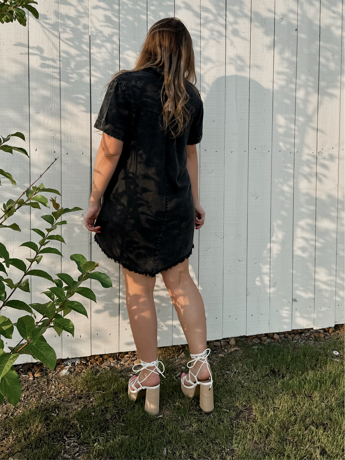 Pinky Promise Denim Dress - Ash Black - The Pretty Peach