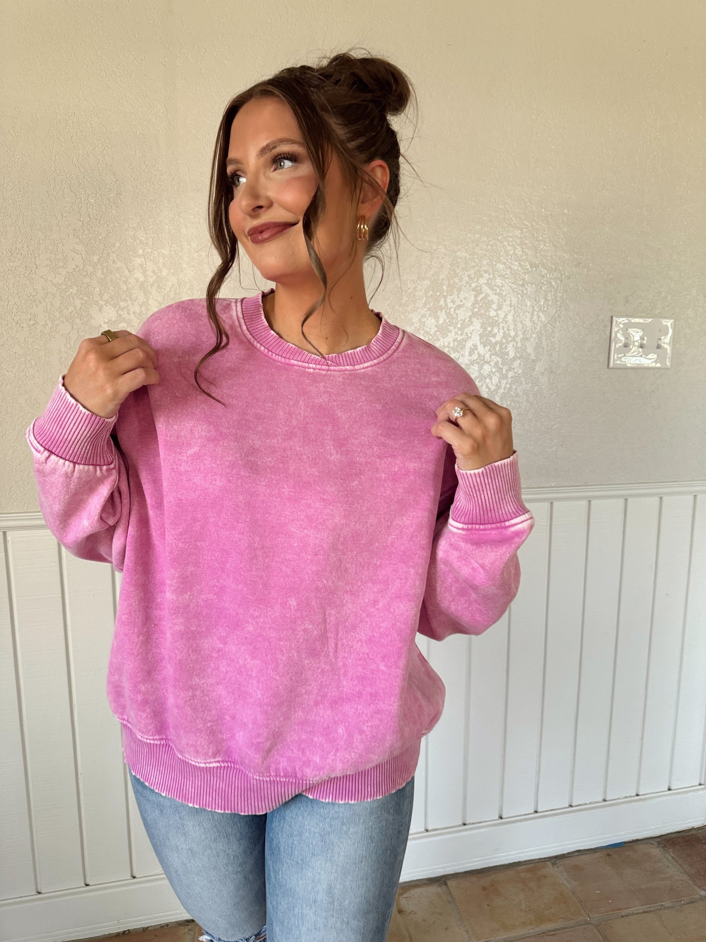 Carlie Acid Washed Oversized Fleece Pullover - Multiple Colors