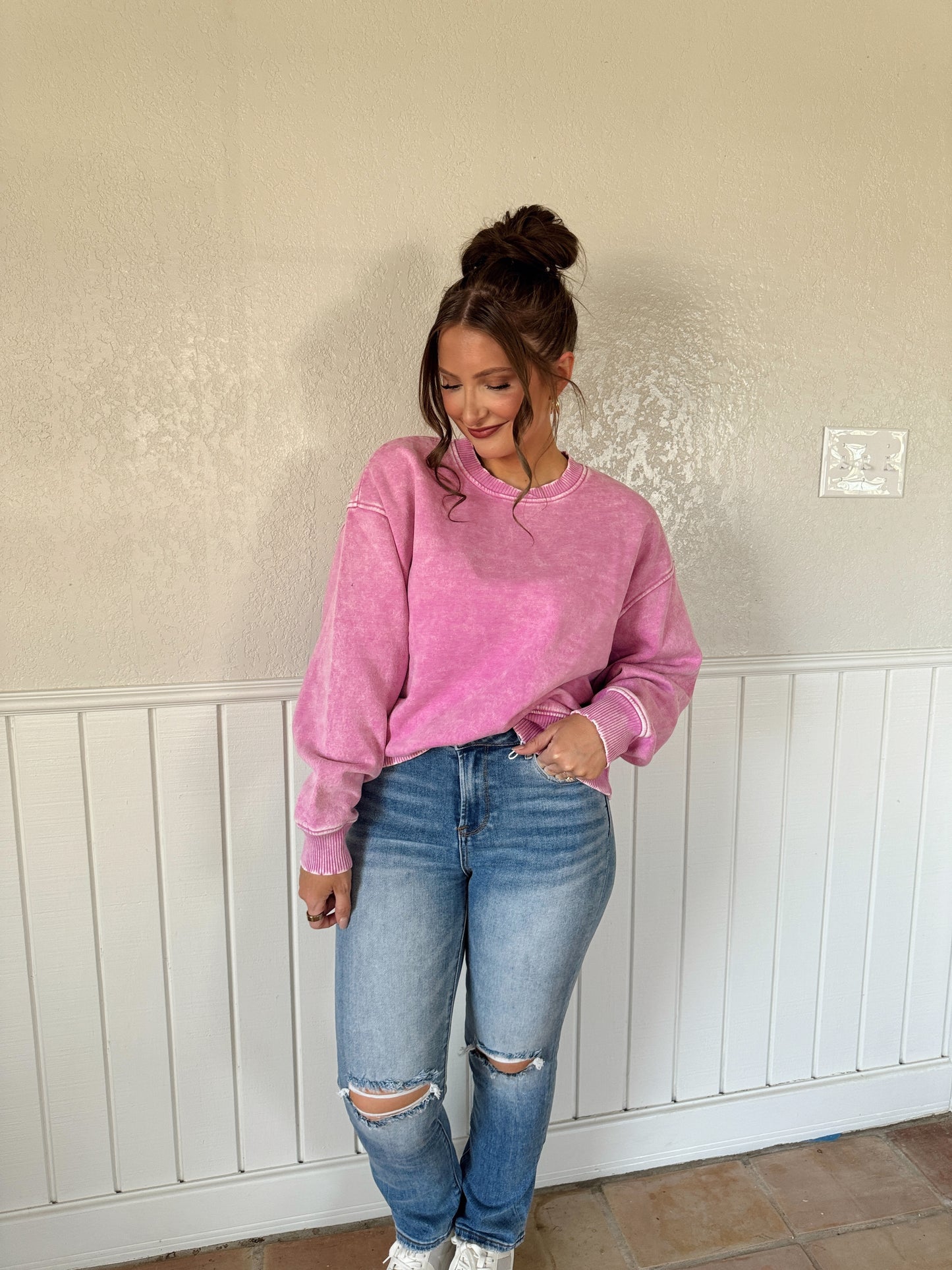 Carlie Acid Washed Oversized Fleece Pullover - Multiple Colors