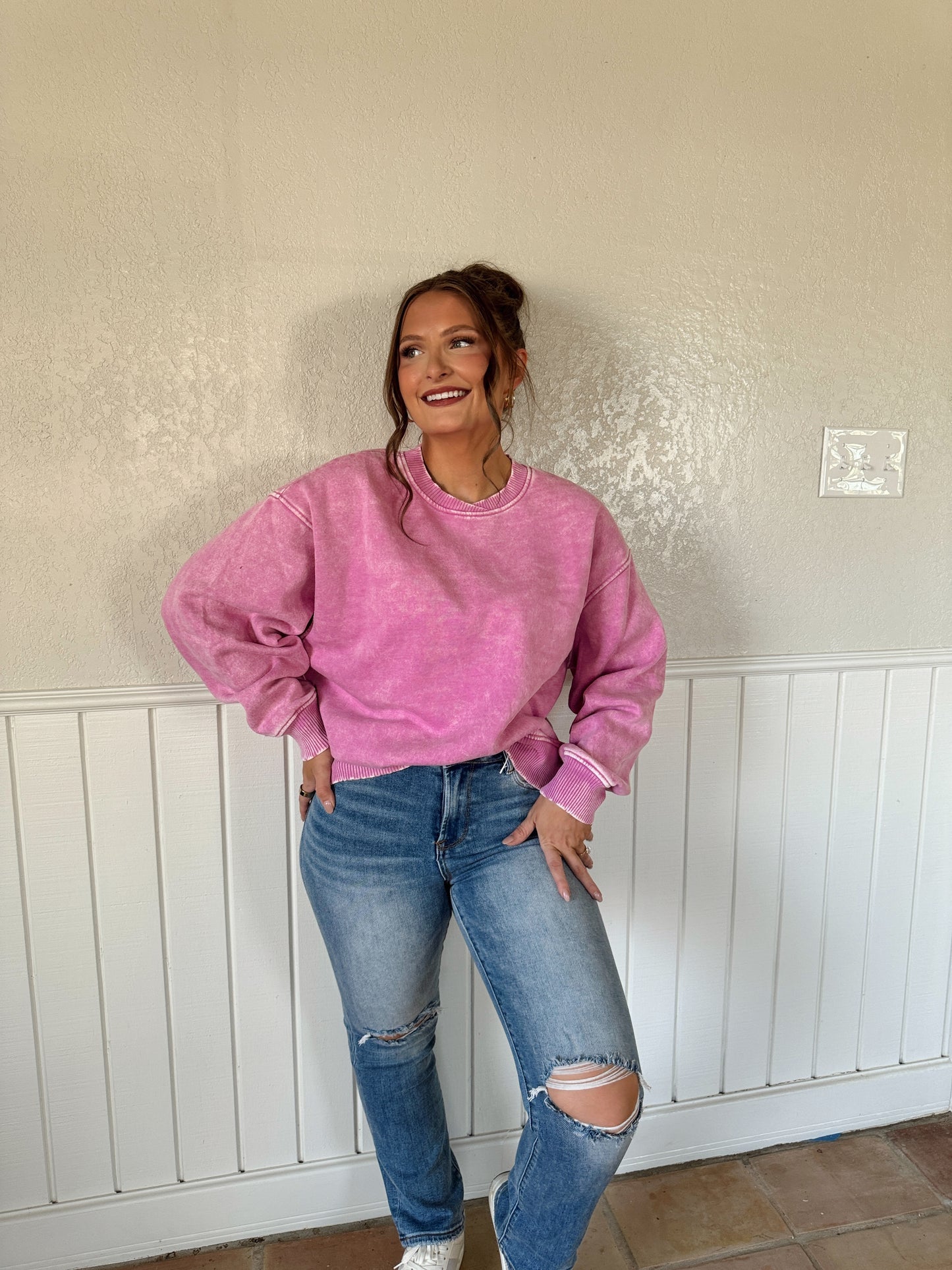 Carlie Acid Washed Oversized Fleece Pullover - Multiple Colors