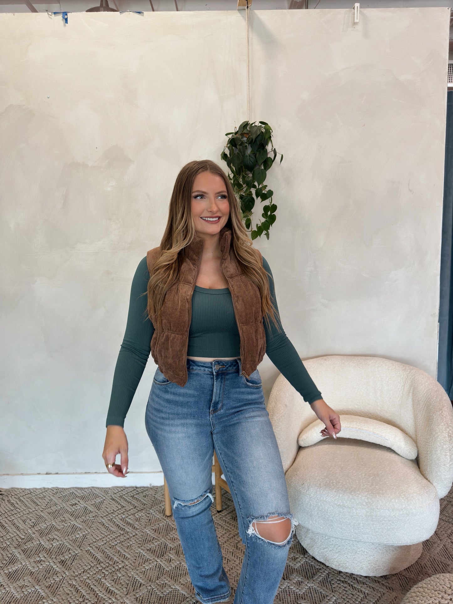 Whitney Corduroy Puffer Vest - Multiple Colors - The Pretty Peach