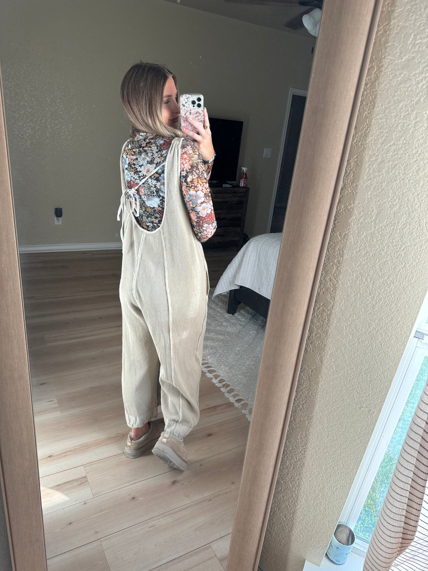 Brielle Waffle Knit Jumpsuit - Oatmeal - The Pretty Peach