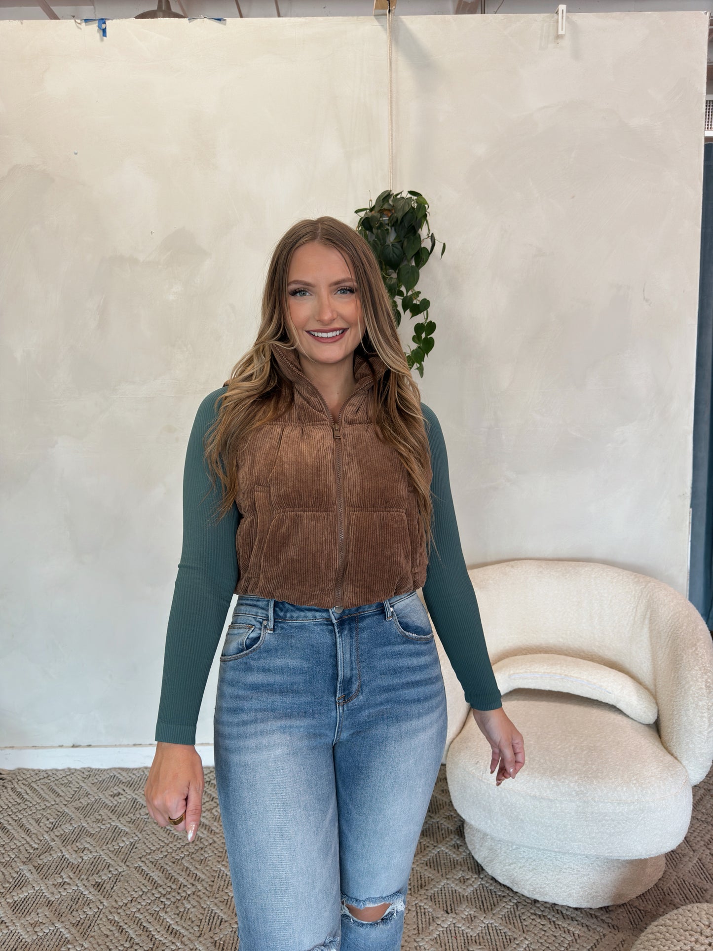 Whitney Corduroy Puffer Vest - Multiple Colors - The Pretty Peach