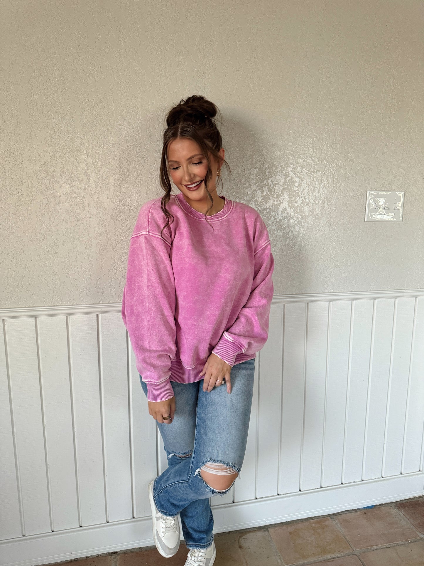 Carlie Acid Washed Oversized Fleece Pullover - Multiple Colors