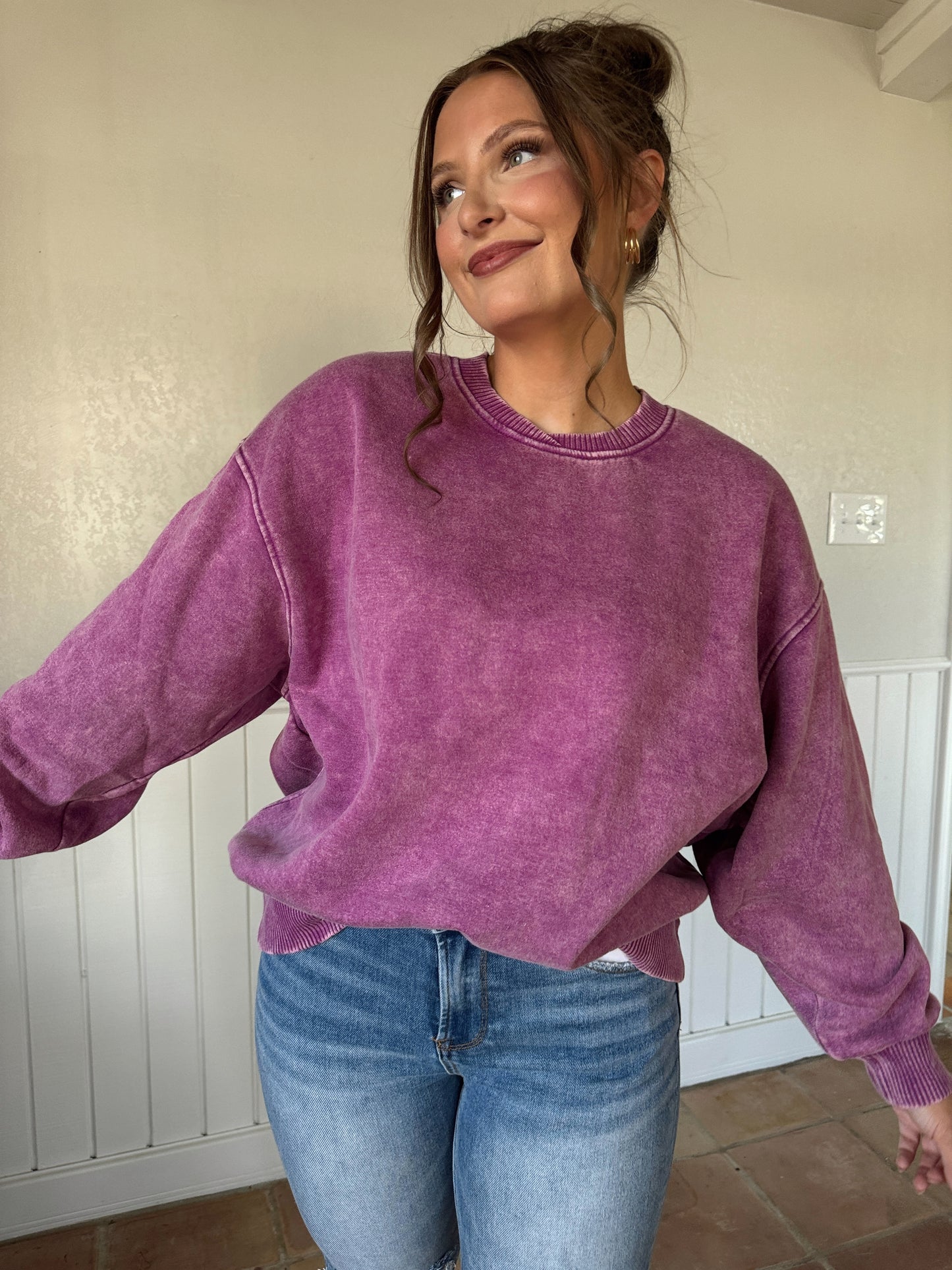 Carlie Acid Washed Oversized Fleece Pullover - Multiple Colors