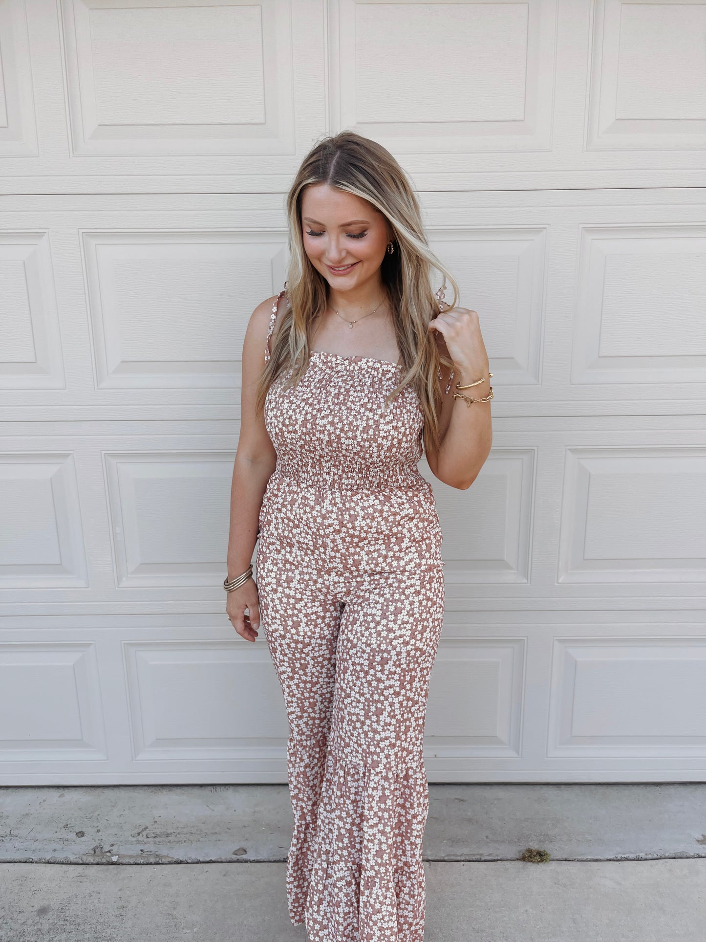 Carsyn Wide Leg Floral Jumpsuit - The Pretty Peach
