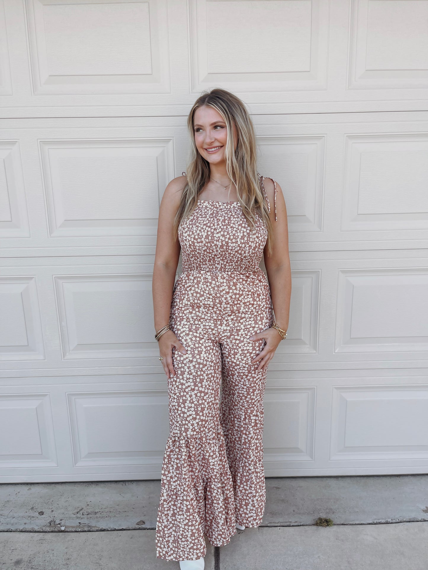 Carsyn Wide Leg Floral Jumpsuit - The Pretty Peach