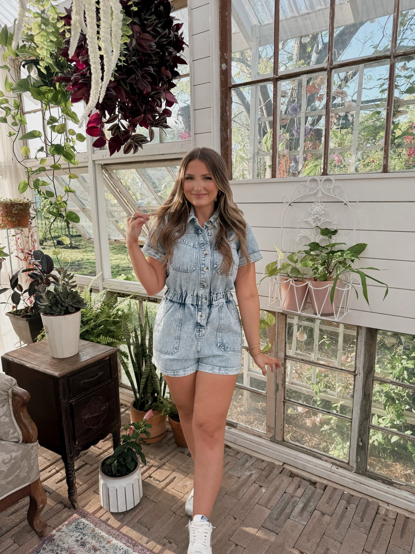 Malibu Denim Romper - Light Denim - The Pretty Peach