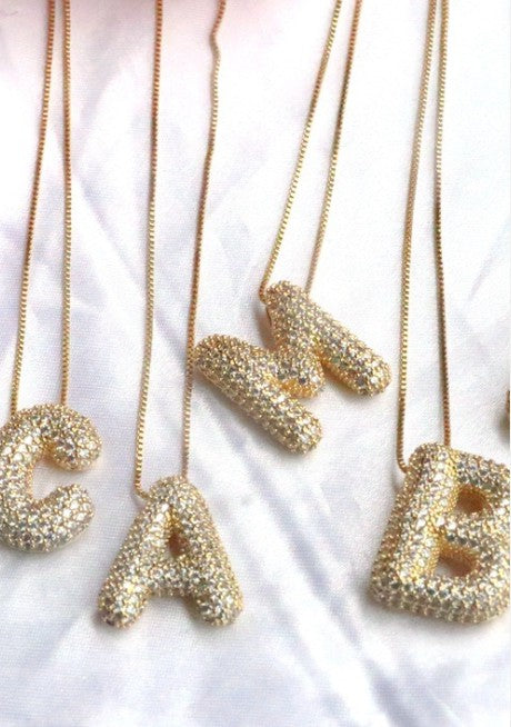 Bubble Letter Initial Necklace - Gold - The Pretty Peach