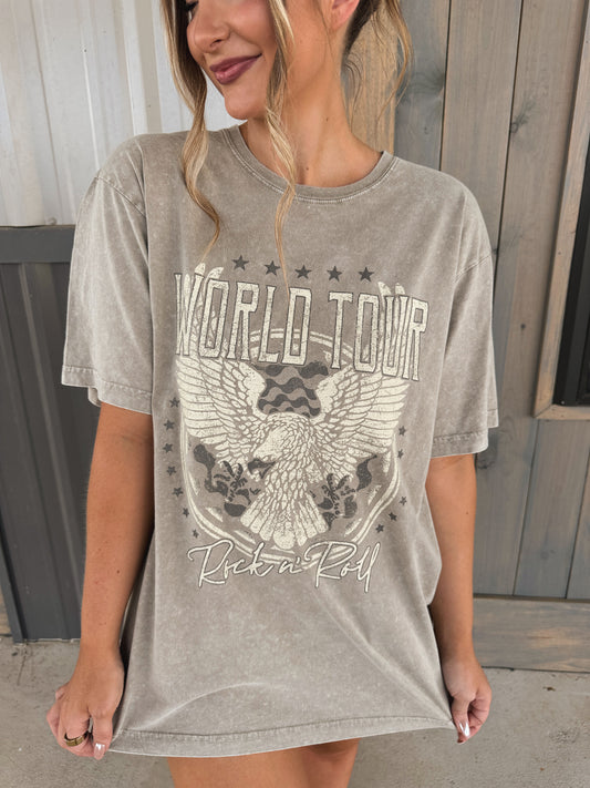 Rock N Roll World Tour Graphic Tee - Mocha