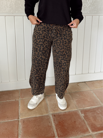 Olivia Leopard Barrel Jeans - Brown