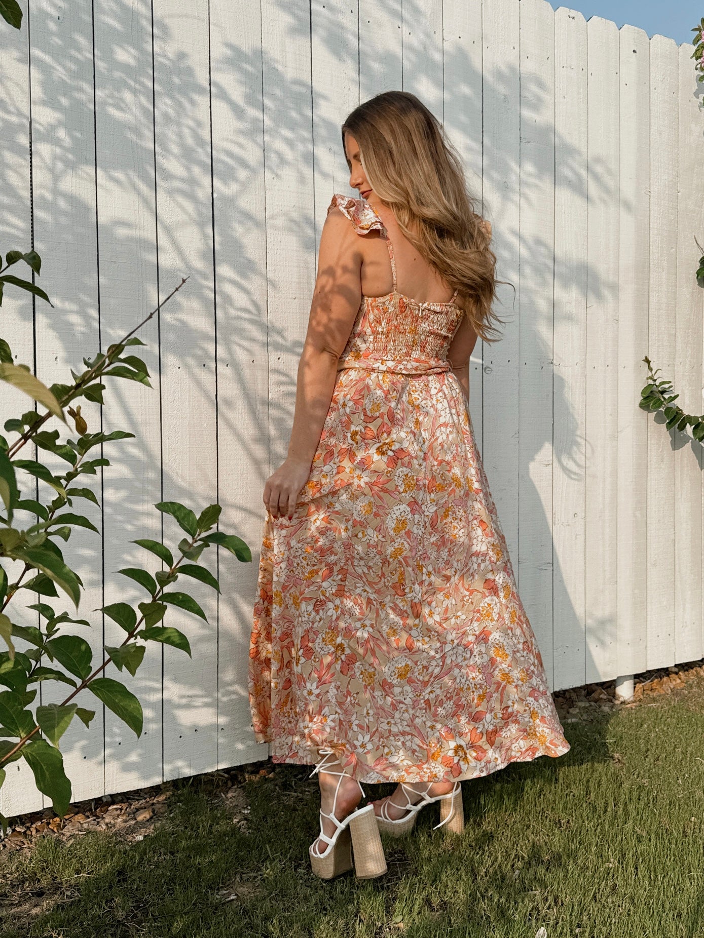 Daphne Corset Maxi Dress - Pink/Yellow Multi - The Pretty Peach