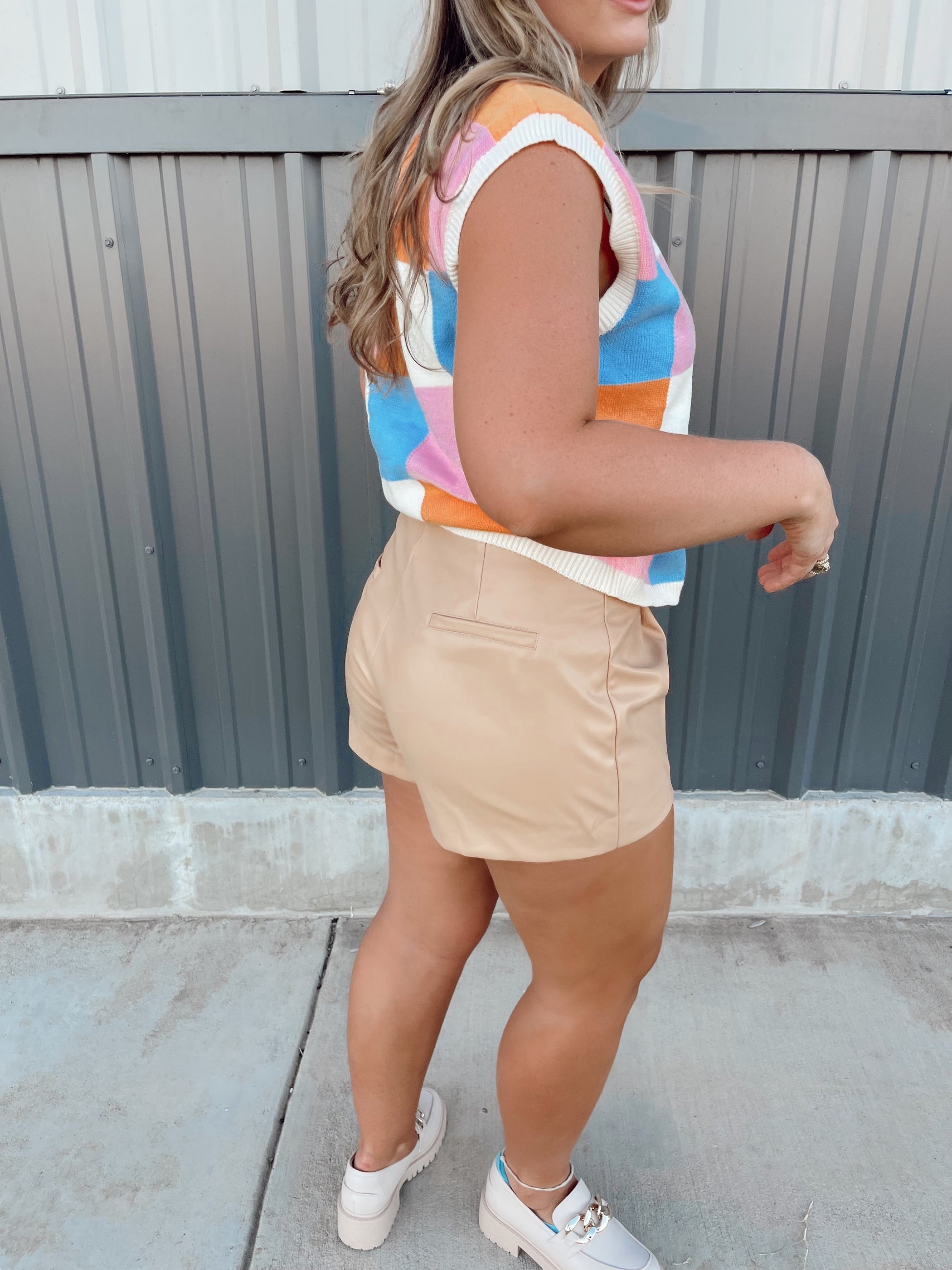 Jordan Faux Leather Shorts - Tan - The Pretty Peach