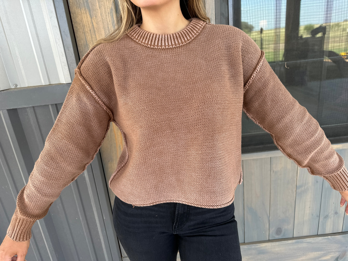 Montana Crew Neck Sweater - Deep Camel