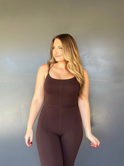 Taylor Flare Jumpsuit - Brown - The Pretty Peach