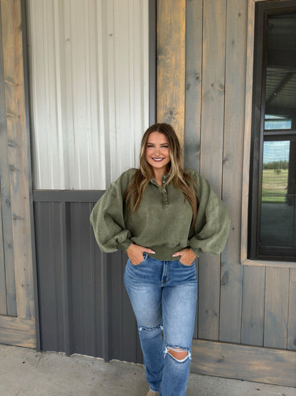 Gracie Acid Wash Fleece Button Up Pullover - Multiple Colors