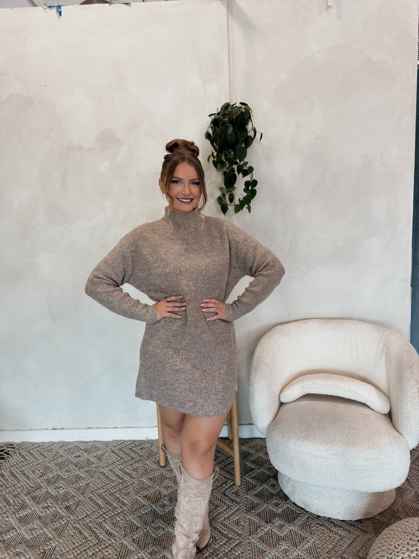 Kayline Sweater Dress - Taupe